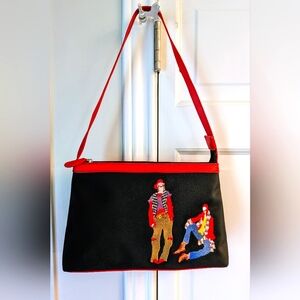 FINAL MARKDOWN...SYDNEY LOVE Black/Red Embroidered Fashion Models Shoulder Bag